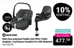 Van Asten BabySuperstore Maxi Cosi autostoel Pebble 360 PRO2 Twillic Graphite + IsoFixbase Familyfix Pro 360 Slidetech aanbieding