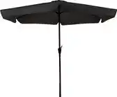Praxis Cuhoc Parasol Zwart – Ø3m Stokparasol Met Volant En Draaimechanisme - Uv Werend Doek aanbieding