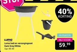 Van Asten BabySuperstore Luma bad en verzorgingsset Dark Grey/White aanbieding