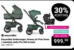 Van Asten BabySuperstore Easywalker kinderwagen Jimmey Air Pine Green + autostoel Jacky Pro 360 en base aanbieding