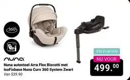 Van Asten BabySuperstore Nuna autostoel Arra Flex Biscotti met IsoFixbase Nuna Curv 360 System Zwart aanbieding