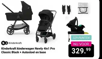 Van Asten BabySuperstore Kinderkraft kinderwagen Newly 4in1 Pro Classic Black + Autostoel en base aanbieding