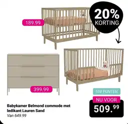 Van Asten BabySuperstore Babykamer Belmond commode met ledikant Lauren Sand aanbieding