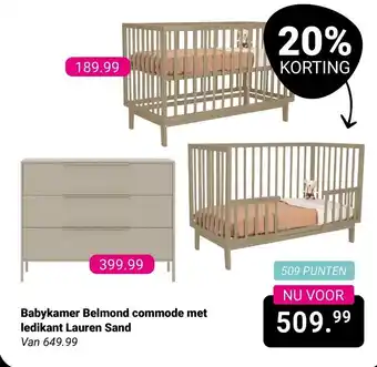 Van Asten BabySuperstore Babykamer Belmond commode met ledikant Lauren Sand aanbieding
