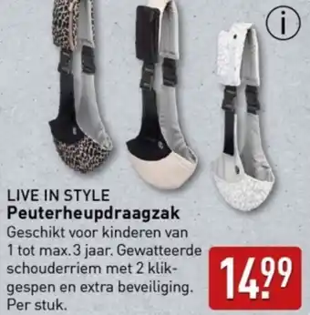 ALDI LIVE IN STYLE Peuterheupdraagzak aanbieding