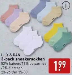 ALDI LILY & DAN 3-pack sneakersokken aanbieding