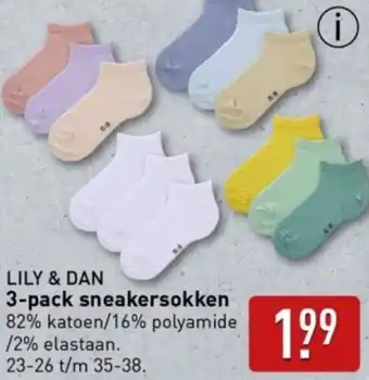 ALDI LILY & DAN 3-pack sneakersokken aanbieding