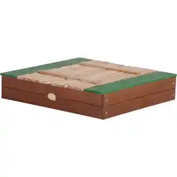 Praxis AXI Ella Zandbak 100x95x20cm met bankjes deksel Hout bruin groen aanbieding
