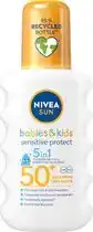 Bol.com NIVEA SUN Babies & Kids Sentitive UV-Zonnebrand Spray - Baby en Kind - SPF50 - Zonnespray - 200ml aanbieding