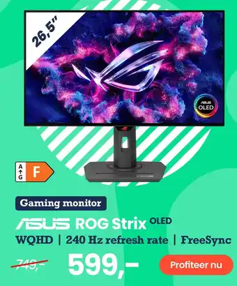 Paradigit ASUS ROG Strix OLED WQHD | 240 Hz refresh rate | FreeSync aanbieding