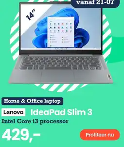 Paradigit Lenovo IdeaPad Slim 3 Intel Core i3 processor aanbieding
