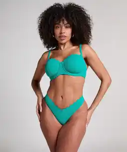 Hunkemoller Hunkemöller Hoog uitgesneden Bikinibroekje Scallop Groen aanbieding