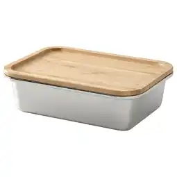 IKEA Ikea 365+ voedselcontainer, wit, roestvrij staal & bamboe, rechthoekig, luchtdicht deksel aanbieding