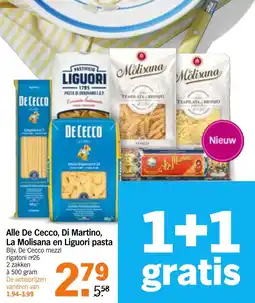 Albert Heijn Alle De Cecco, Di Martino, La Molisana en Liguori pasta aanbieding
