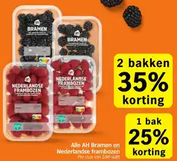Albert Heijn Alle AH Bramen en Nederlandse frambozen aanbieding