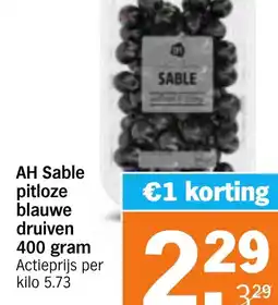 Albert Heijn AH Sable pitloze blauwe druiven aanbieding