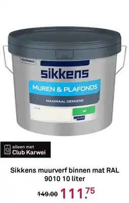 Karwei Sikkens muurverf binnen mat RAL 9010 aanbieding