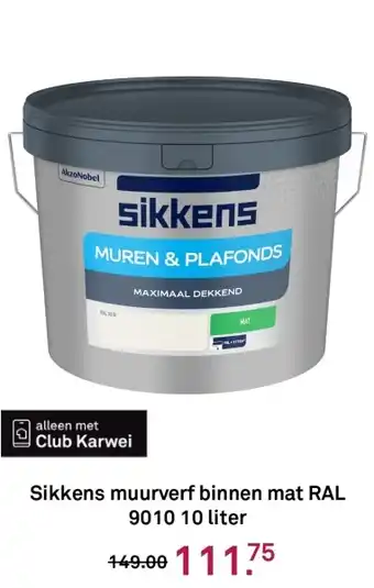 Karwei Sikkens muurverf binnen mat RAL 9010 aanbieding