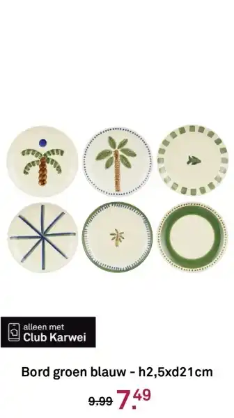 Karwei Bord groen blauw aanbieding