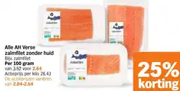 Albert Heijn Alle AH Verse zalmfilet zonder huid aanbieding