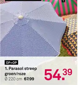 Karwei Parasol streep groen/roze aanbieding