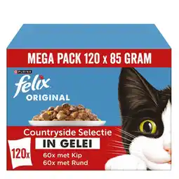 Welkoop Felix Original Countryside Selection - Kattenvoer - 120x85 gram - Kip - Rund - 10,2kg aanbieding