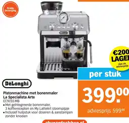 Albert Heijn DeLonghi Pistonmachine met bonenmaler La Specialista Arte aanbieding