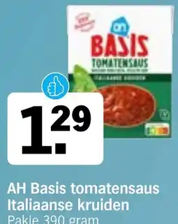 Albert Heijn AH Basis tomatensaus Italiaanse kruiden aanbieding
