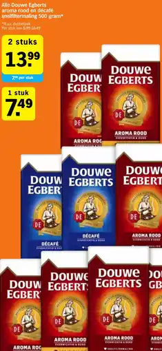 Albert Heijn Alle Douwe Egberts aroma rood en décafé snelfiltermaling aanbieding