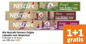 Albert Heijn Alle Nescafé Farmers Origins capsules voor Nespresso aanbieding