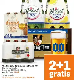 Albert Heijn Alle Grolsch, Hertog Jan en Brand 0.0 aanbieding