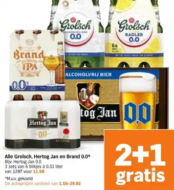 Albert Heijn Alle Grolsch, Hertog Jan en Brand 0.0 aanbieding