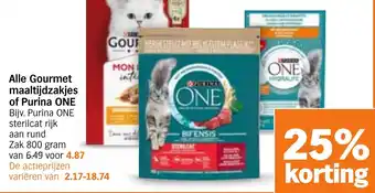Albert Heijn Alle Gourmet maaltijdzakjes of Purina ONE aanbieding