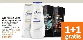 Albert Heijn Alle Axe en Dove doucheproducten aanbieding