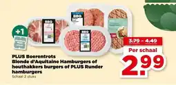 PLUS PLUS Boerentrots Blonde d'Aquitaine Hamburgers of houthakkers burgers of PLUS Runder hamburgers aanbieding