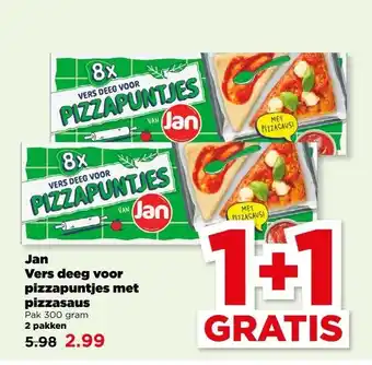 PLUS Jan Vers deeg voor pizzapuntjes met pizzasaus aanbieding