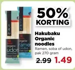PLUS Hakubaku Organic noodles aanbieding