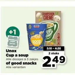 PLUS Unox Cup a soup of good snacks aanbieding