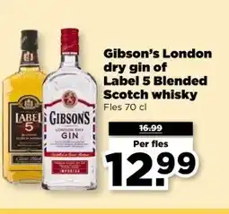 PLUS Gibson's London dry gin of Label 5 Blended Scotch whisky aanbieding