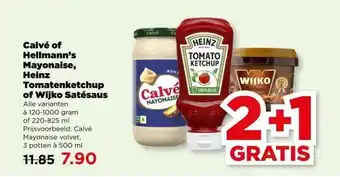 PLUS Calvé of Hellmann's Mayonaise, Heinz Tomatenketchup of Wijko Satésaus aanbieding