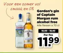 PLUS Gordon's gin of Captain Morgan rum alcohol free aanbieding