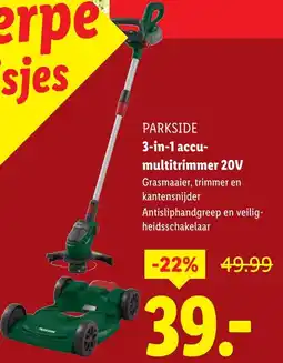 Lidl PARKSIDE 3-in-1 accu-multitrimmer 20V aanbieding