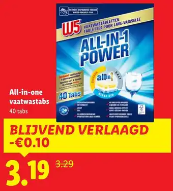 Lidl W5 All-in-one vaatwastabs aanbieding