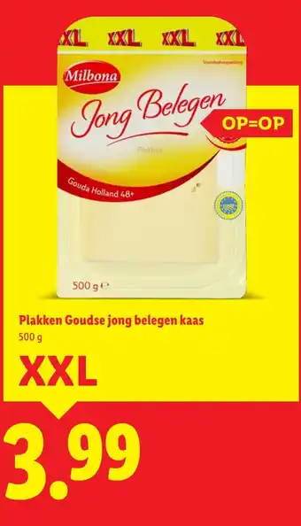 Lidl Milbona Plakken Goudse jong belegen Plakken Goudse jong belegen kaas 500 g aanbieding
