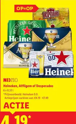 Lidl NIX18 Heineken, Affligem of Desperados aanbieding
