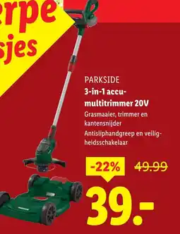 Lidl PARKSIDE 3 in 1 accu multitrimmer 20V aanbieding