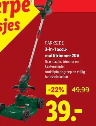 Lidl PARKSIDE 3 in 1 accu multitrimmer 20V aanbieding