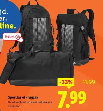 Lidl Sporttas of rugzak aanbieding