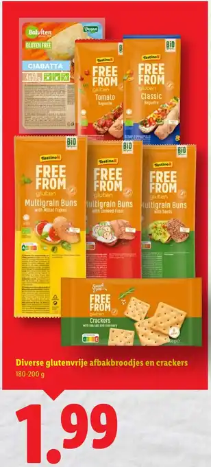 Lidl Diverse glutenvrije afbakbroodjes en crackers aanbieding