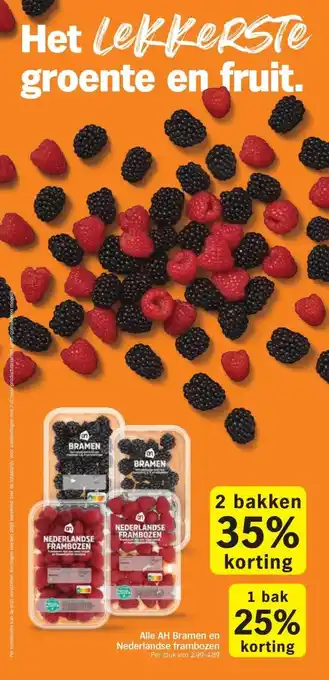 Albert Heijn Alle AH Bramen en Nederlandse frambozen aanbieding